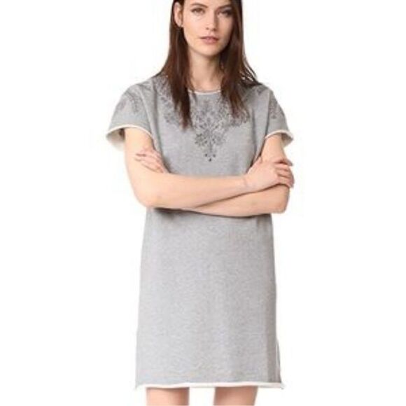 Rag & Bone French Terry Eyelet Dress Grey Casual Knit Dress Size Small - Picture 1 of 10